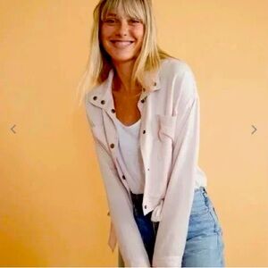 Marine Layer jacket rosewater pink Oslo crop tie waist